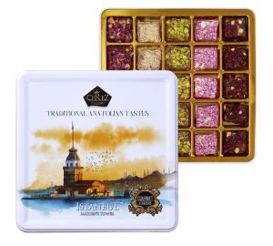 Hediyelik Metal Kutuda Vegan, Glutensiz ve Glikozsuz Kral Lokum 500gr