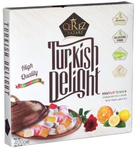 Karışık Meyve  Aromalı Lokum (Glikozsuz, Vegan Lokum) 400g