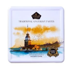 Hediyelik Metal Kutuda 725gr Glutensiz Vegan 6 Çeşit Tropik Meyve Aromalı Lokum