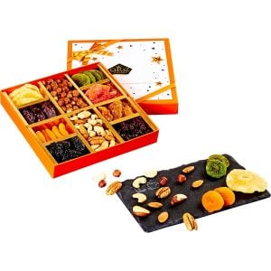 Spesiyal Kuruyemiş ve Kuru Meyveler Hediyelik Turuncu Kutuda 650gr