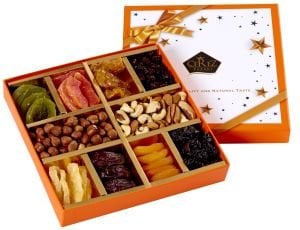 Spesiyal Kuruyemiş ve Kuru Meyveler Hediyelik Turuncu Kutuda 650gr