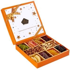 Spesiyal Kuruyemiş ve Kuru Meyveler Hediyelik Turuncu Kutuda 650gr
