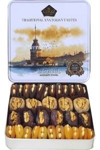 Lüks Dolgulu Spesiyal Kuru Meyveler Hediyelik Metal Kutuda 700gr